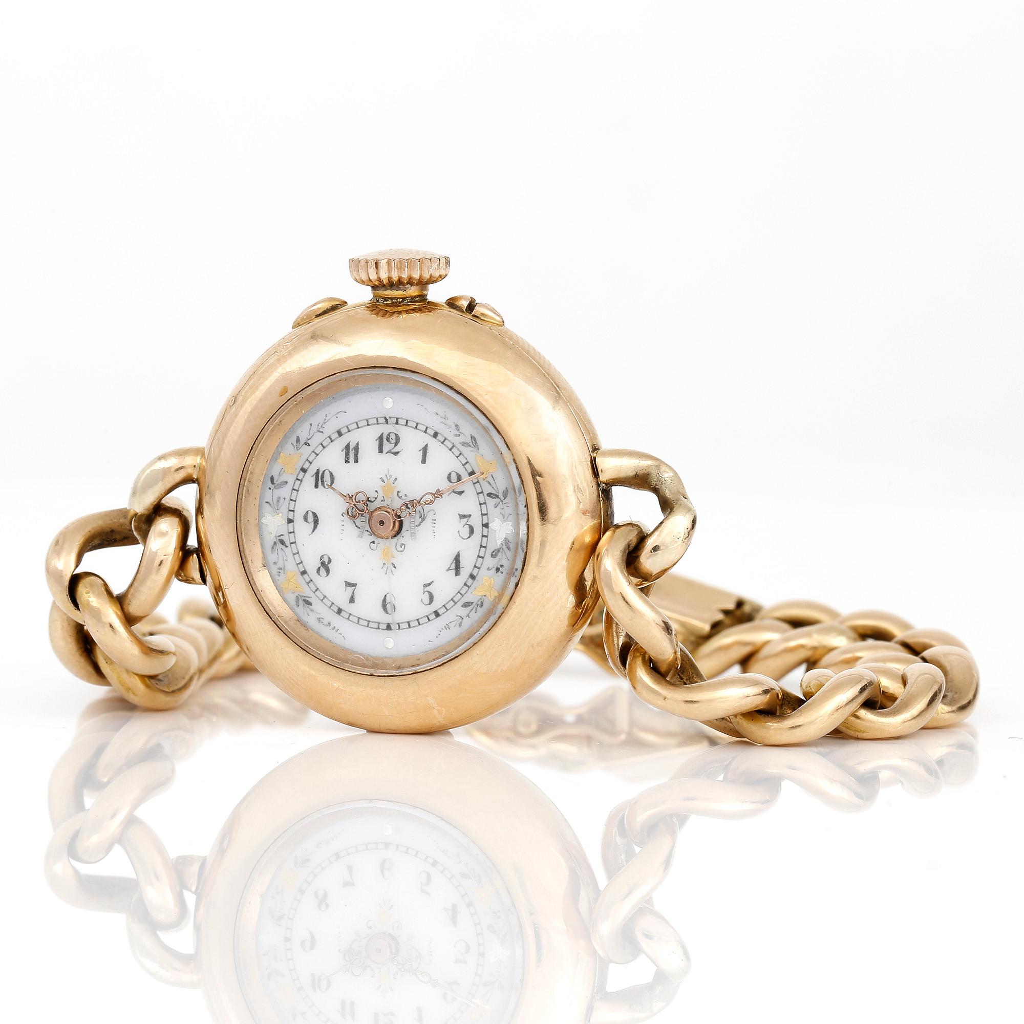 ARMBANDSUR, dam, 14K och 18K guld, troligen sent 1800-tal.