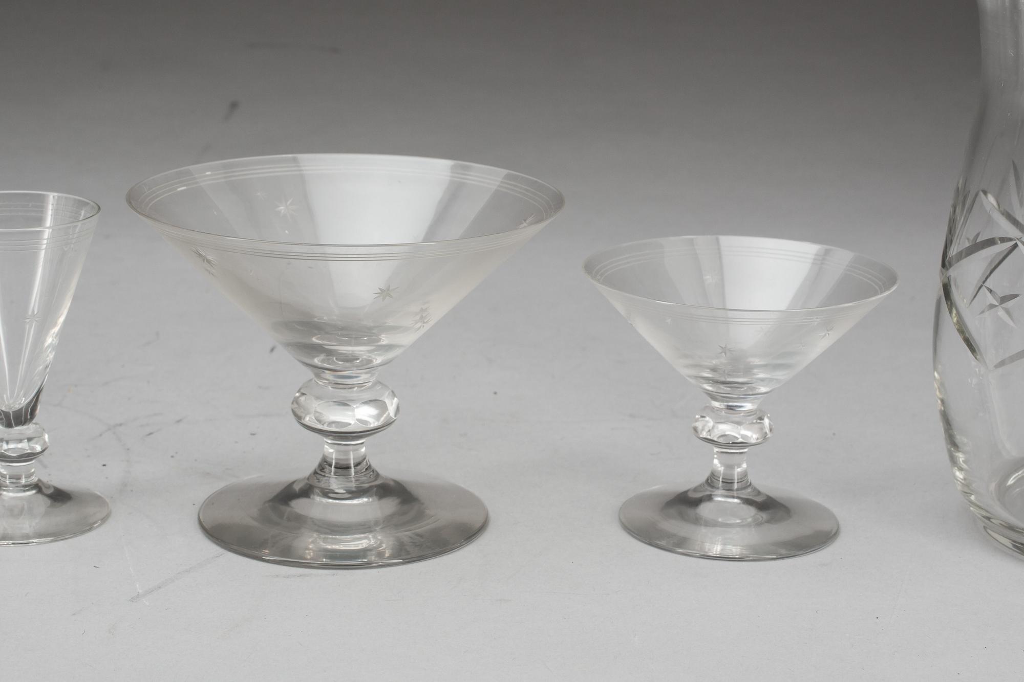 GLASSERVIS, ca 90 delar. 1900-tal.