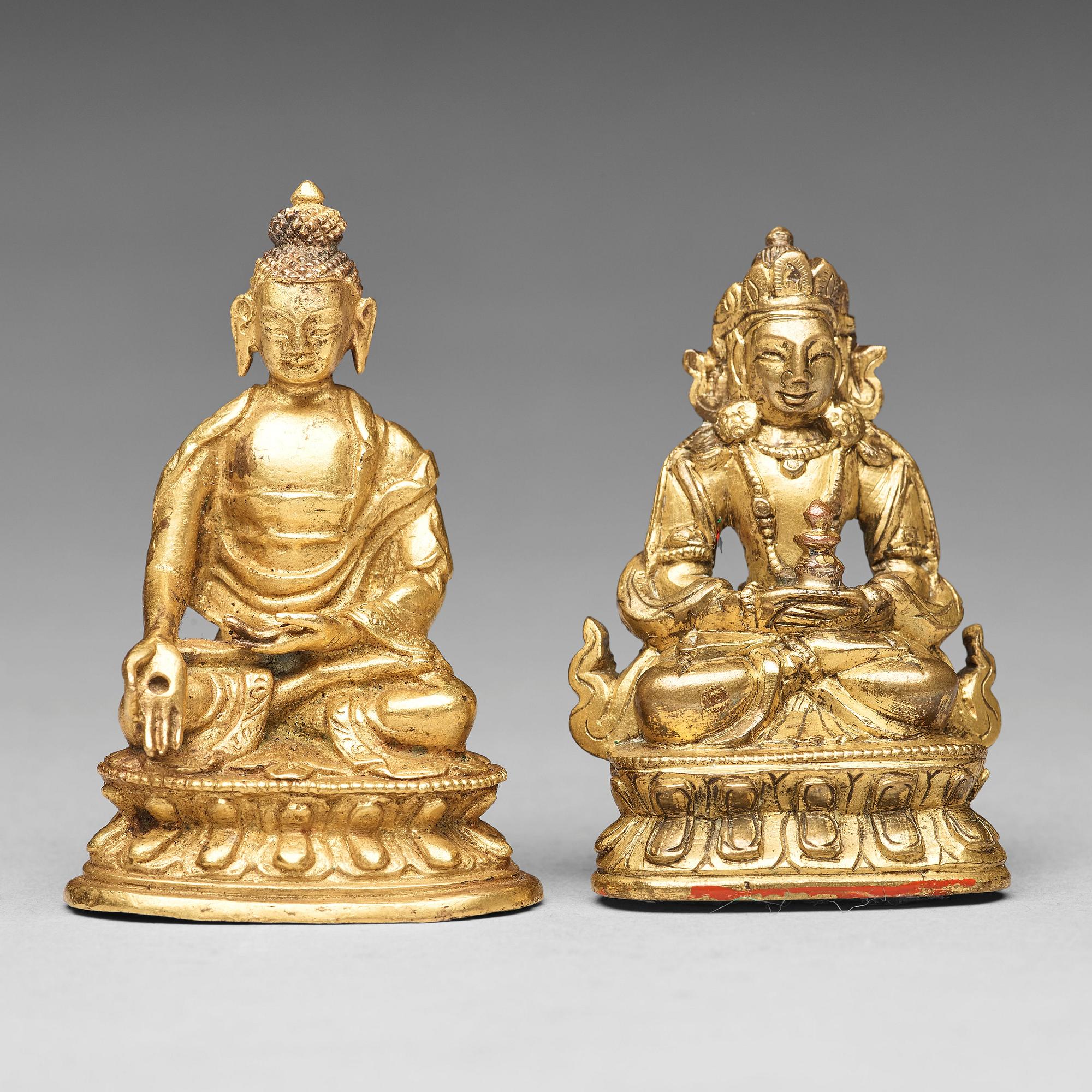 Two gilt copper alloy figures of deities, Tibeto-Chinese, 19th Century.