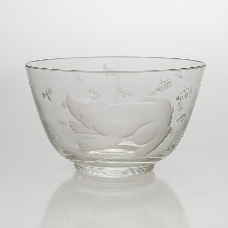 Arttu Brummer, A glass bowl signed  A. Brummer -35 Oy Riihimäki.