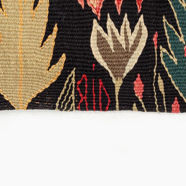 Åkdyna, "Blomstermosaik" flamskväv, ca 95,5 x 42 cm, Skåne, omkring 1800-1830.