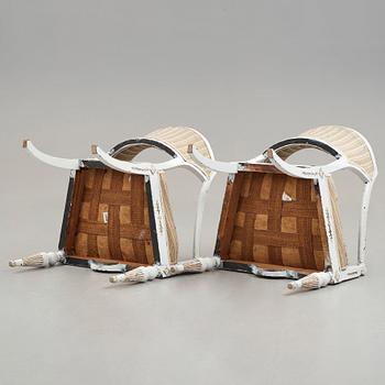 A pair of late Gustavian circa 1800 armchairs.