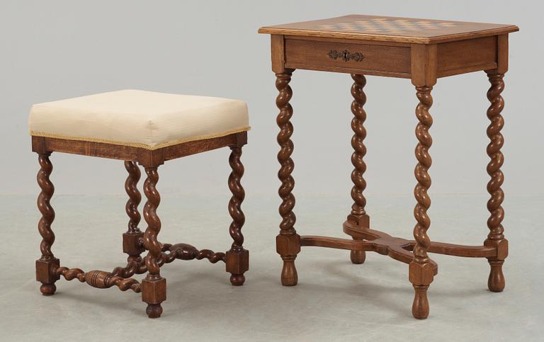 SCHACKBORD samt PALL, barockstil, 1900-talets början.