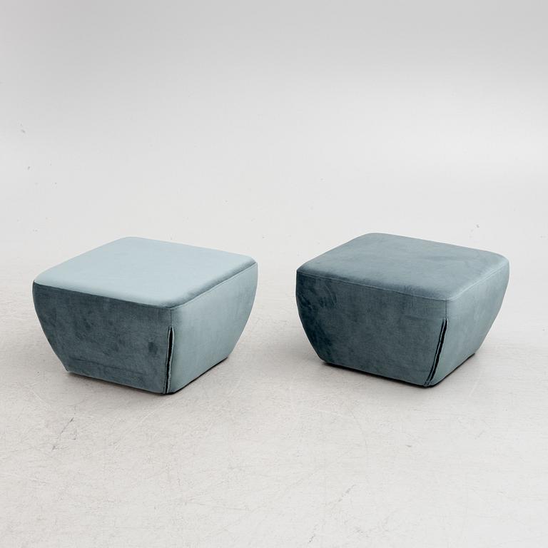 Ottomans, a pair, Ruth & Joanna, contemporary.