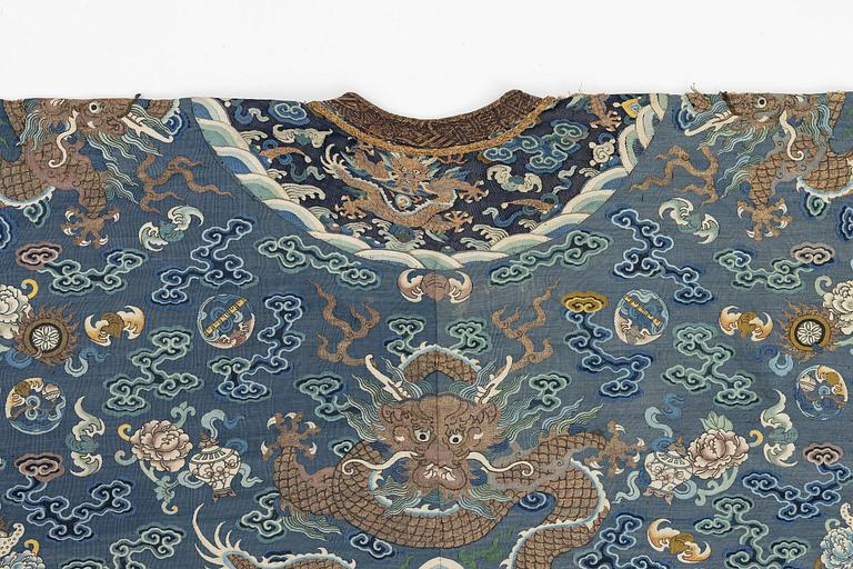 An imperial blue kesi summer robe, Jifu, Qing dynasty, 1830's.