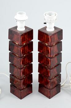 BORDSLAMPOR, ett par, glas, 1970-tal.