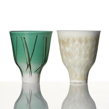 Wilhelm Kåge, vaser, två stycken, "Cintra", benporslin, Gustavsbergs Studio, 1954.