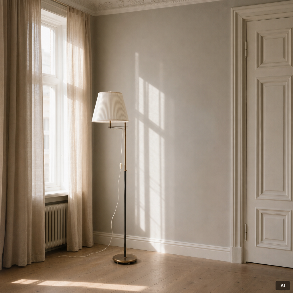 Harald Notini, a floor lamp model 15597, Arvid Böhlmarks Lampfabrik, Stockholm, 1950s.