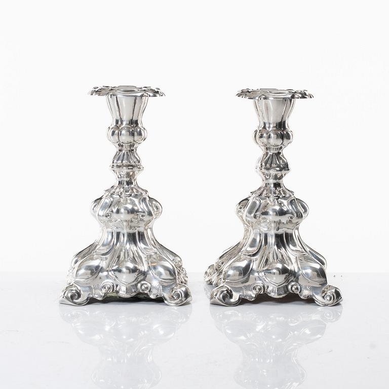 A pair of Swedish silver candelsticks, a pair of silver, mark of Tenn & Silver Ab, Gothenburg 1954.