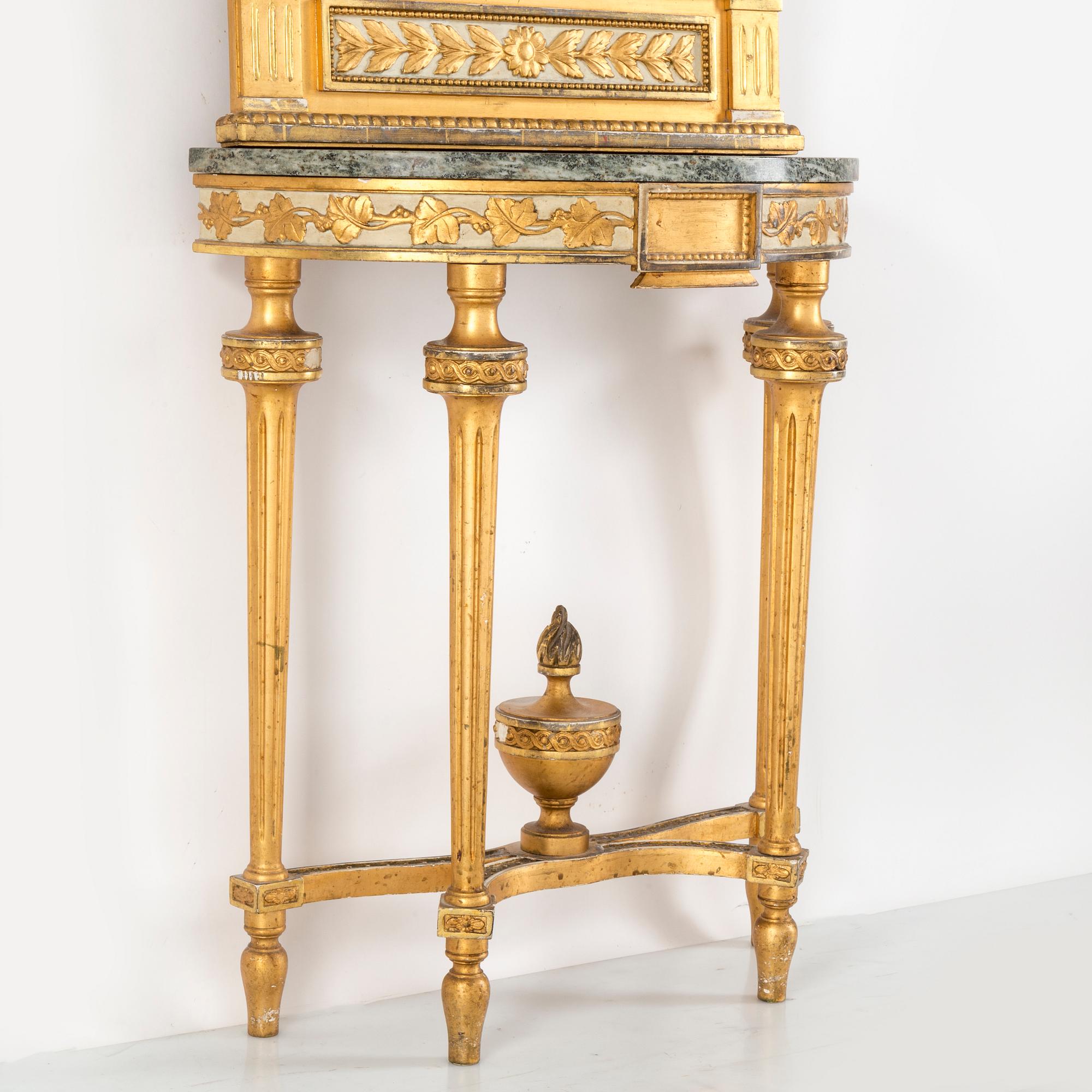 A MIRROR AND CONSOLE TABLE, gustavian style, mid 1900s.