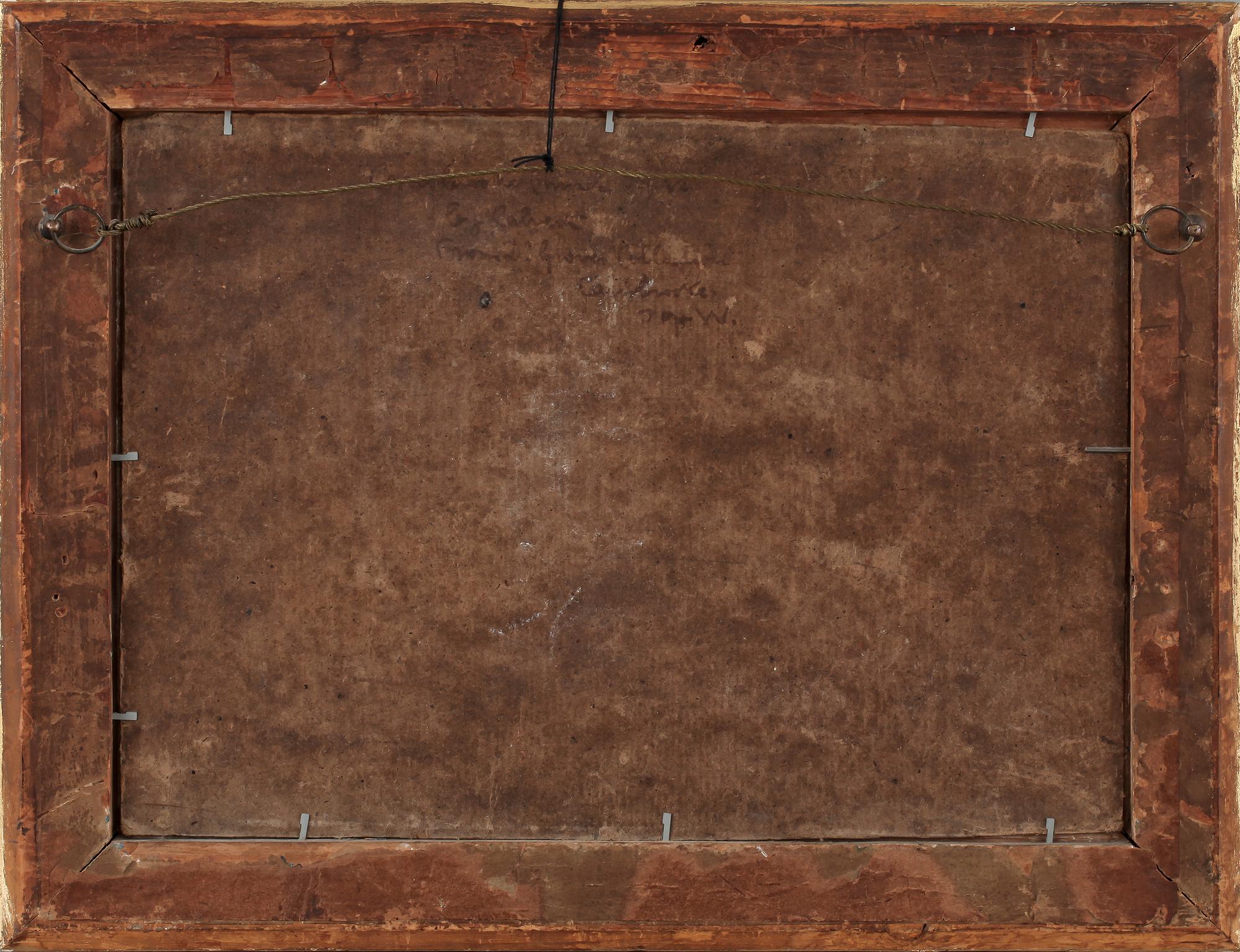 OKÄND KONSTNÄR, olja på pannå, signerad I? Calvert, 1828.