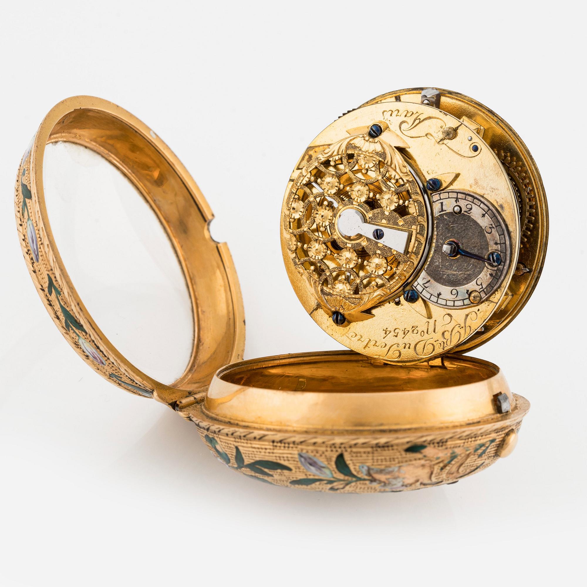 新作商品 A 20k gold and enamel pocket watch by J-B Dutertre, the case ジャケット・アウター