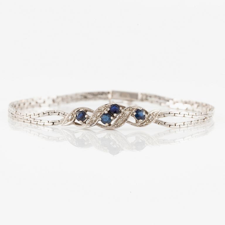 Arm bracelet, 18K white gold with small octagon-cut diamonds and sapphires.