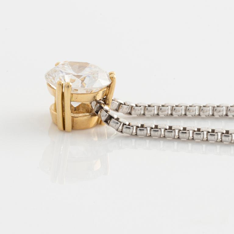 Pendant with brilliant-cut diamond, with chain.
