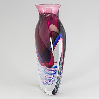 A unique glass vase designed by Luigi Onesto for Murano, signed.