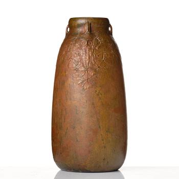 Hugo Elmqvist, an Art Nouveau patinated bronze vase, Stockholm early 1900's.