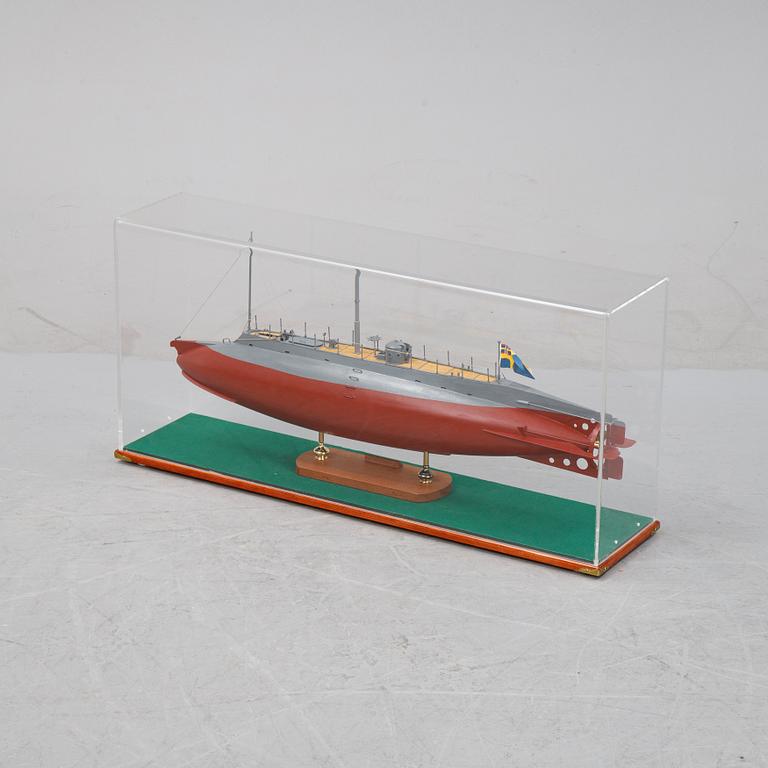 A cut-away scale model of the submarine 'Hajen', 1904, built by Ingvar Lyckhammar 21 st Century.