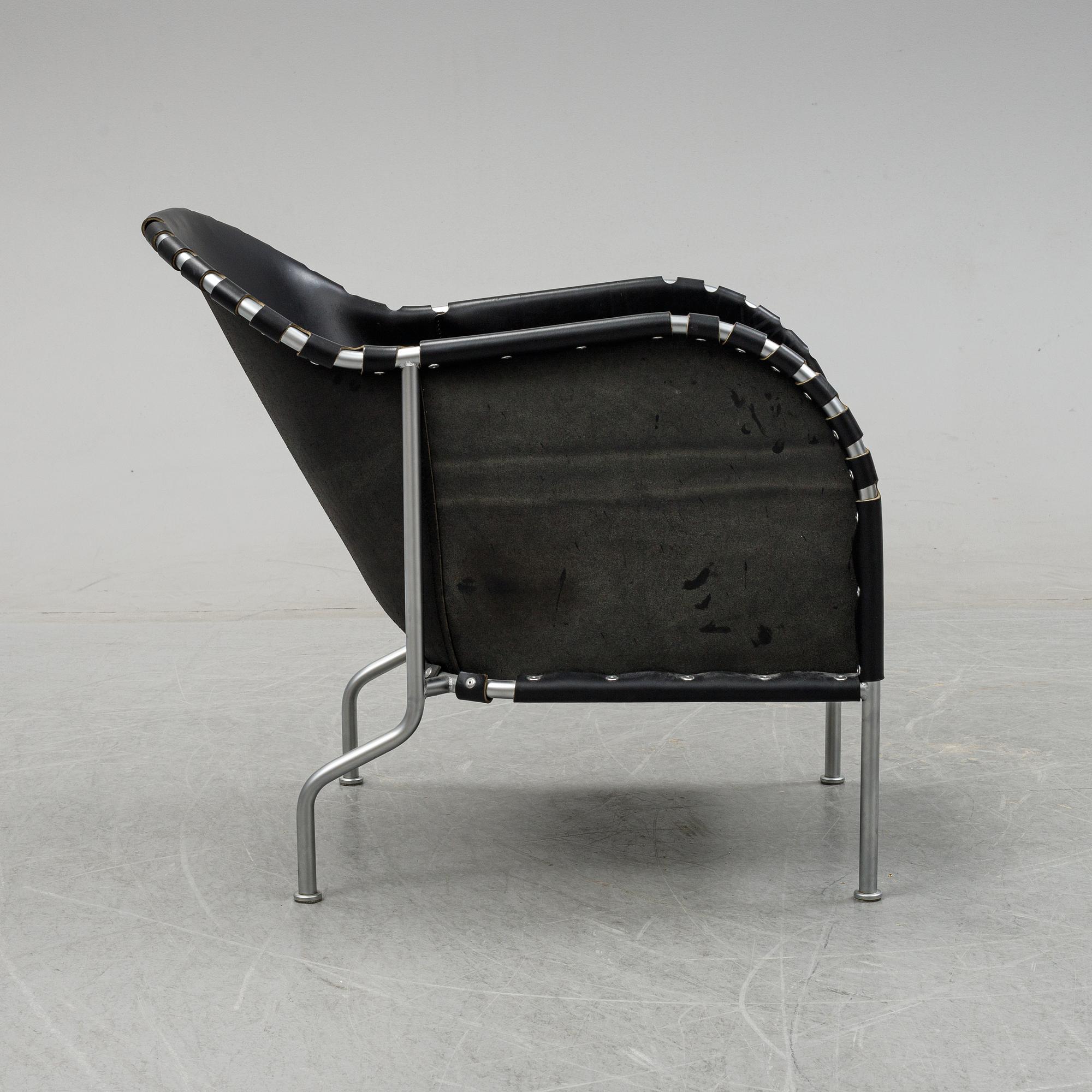 Mats Theselius, a 'Bruno' tubular steel and leather lounge chair, Källemo AB, designed in 1997.