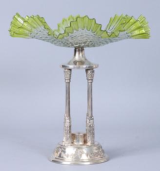 UPPSATSSKÅL, glas samt nyilver.