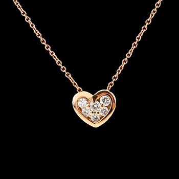 Necklace 18K rose gold with round brilliant cut diamonds.