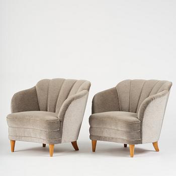 A pair of Swedish Modern armchairs, 1940s-50s.
