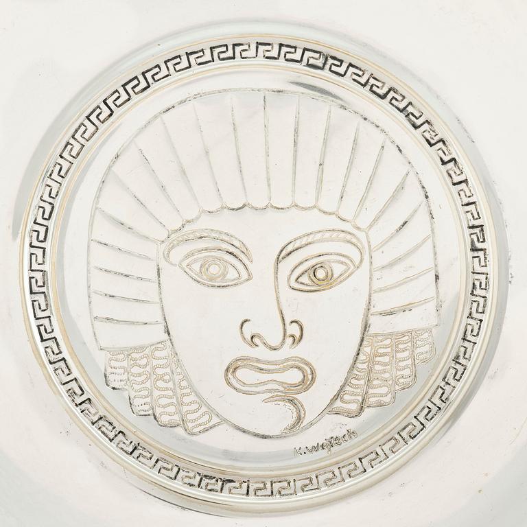 Wolter Gahn, skål, nysilver, Swedish Grace, Karl Wojtech, Stockholm, 1920-tal.