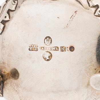 Suolakoita, 12 kpl, ja suolalusikoita, 12 kpl, Sazikov 1860 ja F. O. Fagerström 1850-60-luku, Pietari, Venäjä.