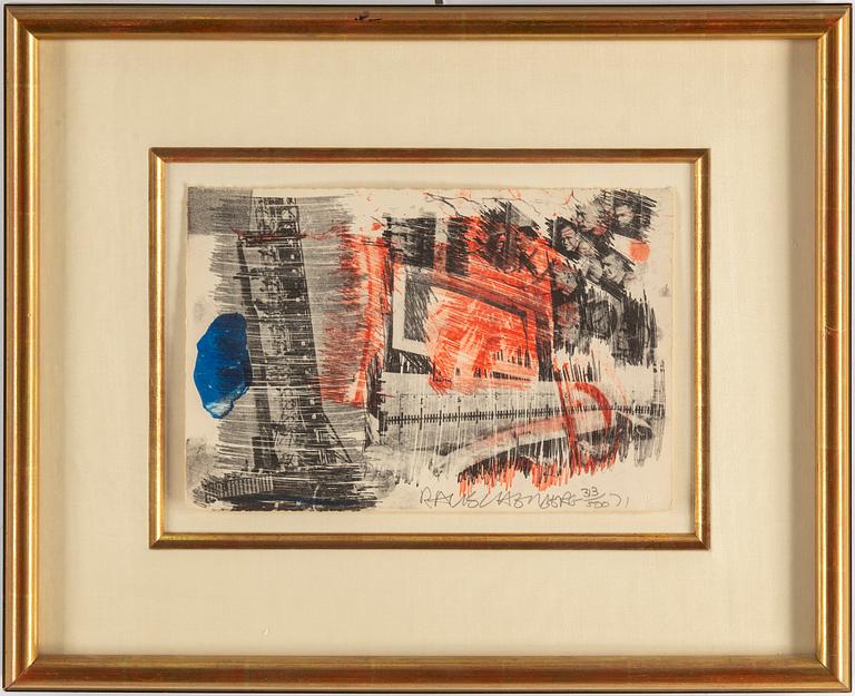 ROBERT RAUSCHENBERG, lithograph in colours, 1971, signed in pencil and numbered 313/500.