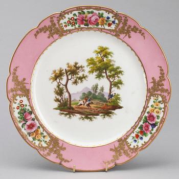 TALLRIKAR, 2 st, porslin, empire, Feuillet a Paris, Frankrike ca 1820-1840.