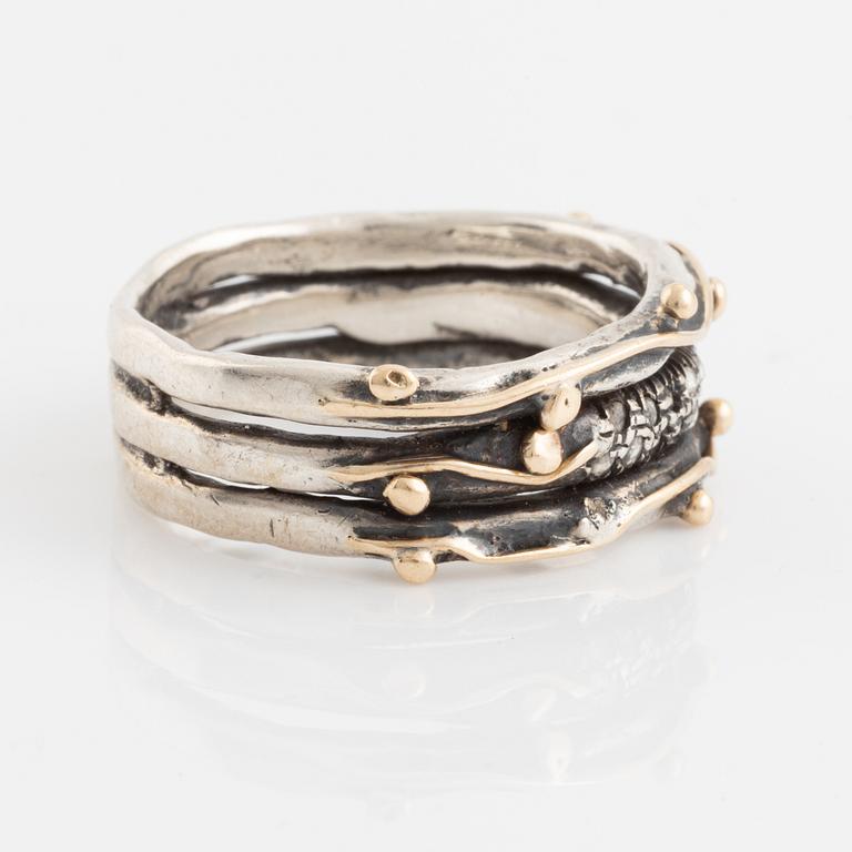 By Birdie, silver and rose cut diamond ring.