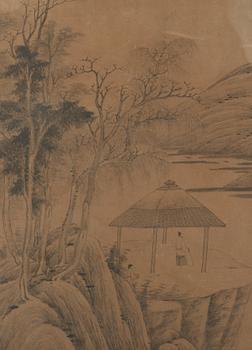 A landscape painting with calligraphy, Qing dynasty, 19th Century.