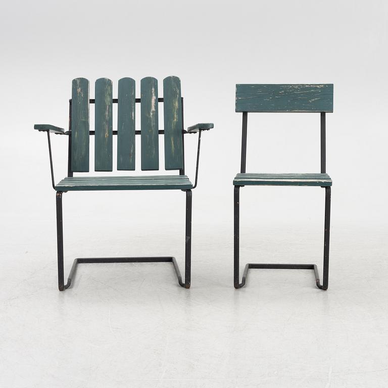 A garden table with five chairs, Grythyttan, Sweden, second half of the 20th century.