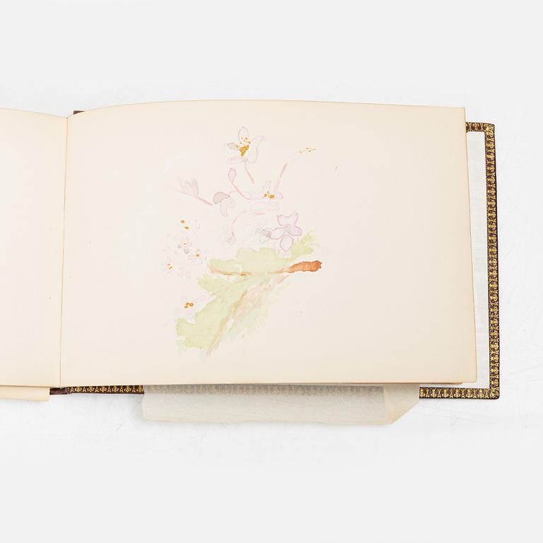 Album with among other things 16 pieces of watercolours and drawings by Swedish artists.