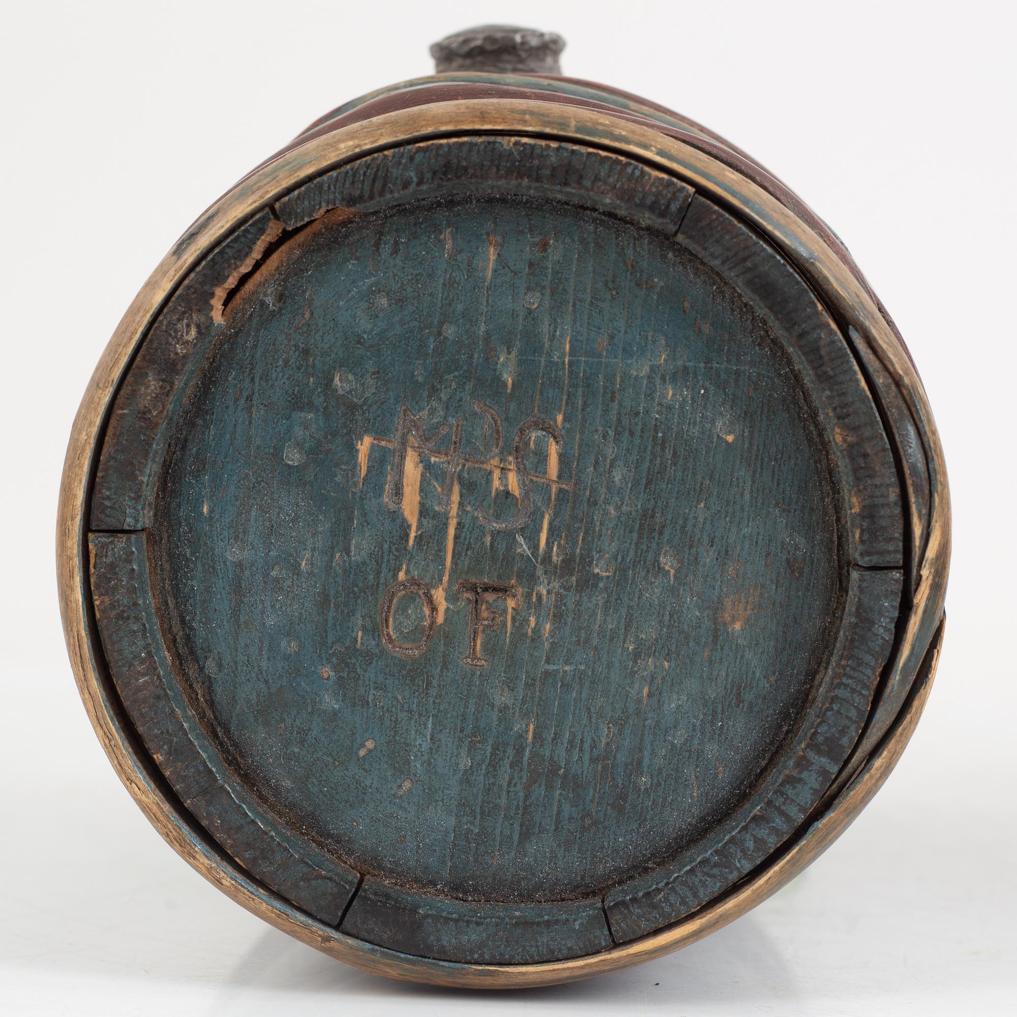 A set of three brandy kegs from Hälsingland, Sweden, 19th century.