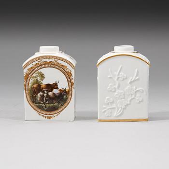 Two Meissen tea caddies, 18th Century.