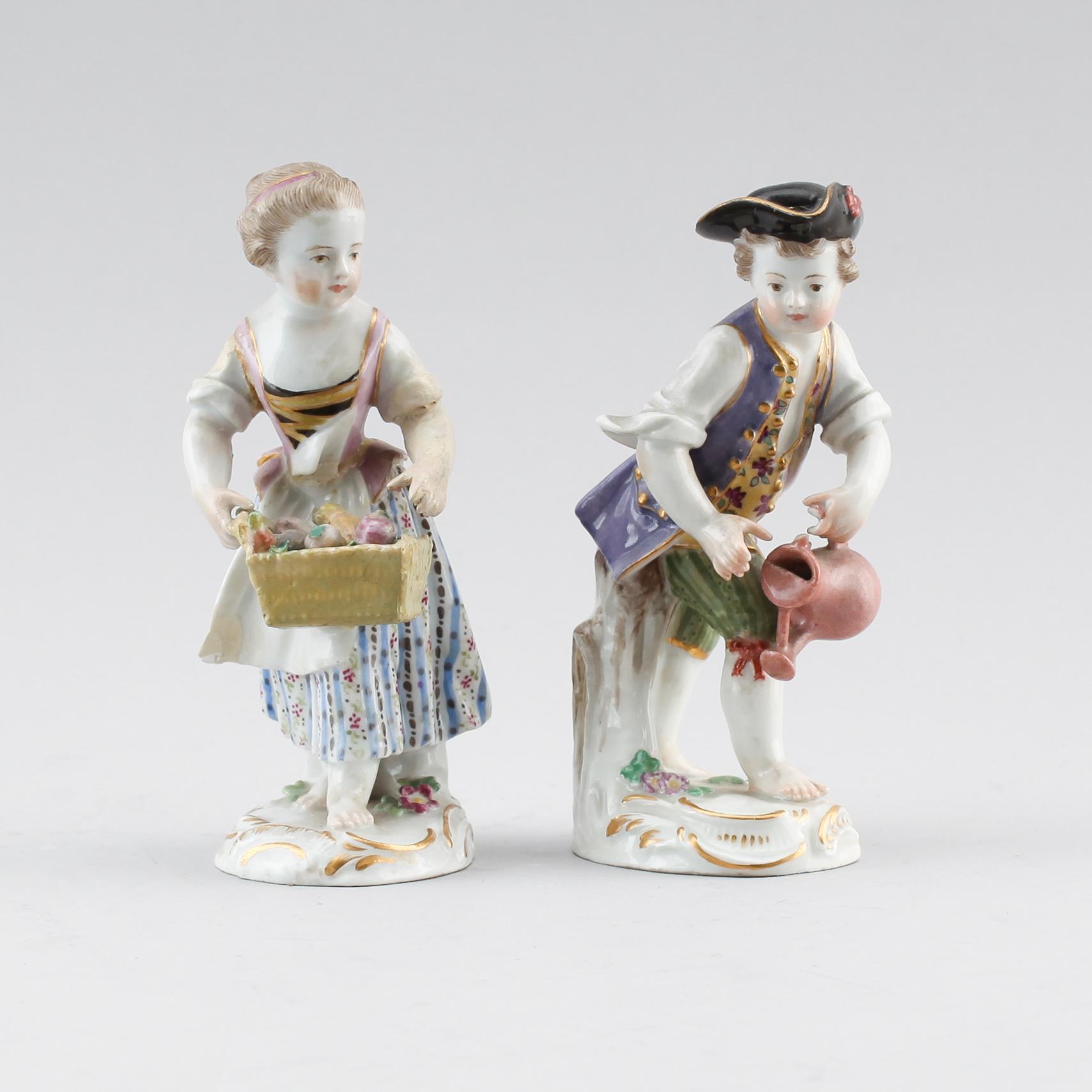 FIGURER, 1 par, porslin, Meissen, 1900-talets första hälft.