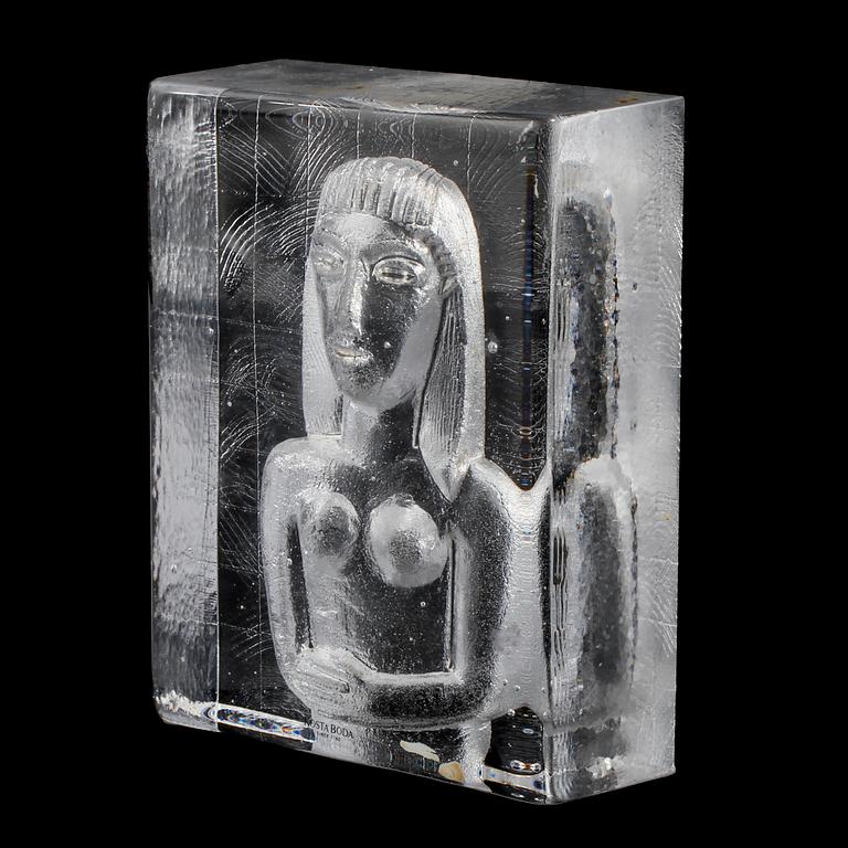 SKULPTUR, glas, Bertil Vallien, Kosta Boda, signerad, sent 1900-tal.
