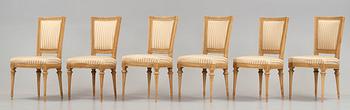 Gustaviansk, Six Gustavian late 18th century chairs.