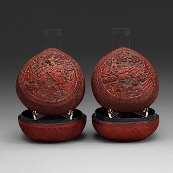 96. Two lacquered boxes with covers, Qing dynasty, 19th Century.