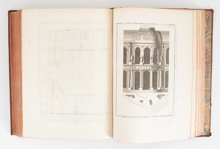 Architecture moderne (1764), med 154 graverade planscher, proveniens: Ivar Tengbom (2 vol).