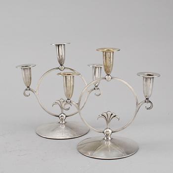 KANDELABRAR, nysilver, CG Hallberg,  1920/30-tal.