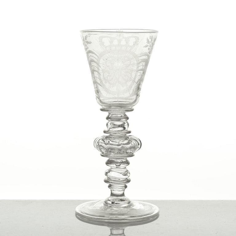 A Swedish wine goblet, Kungsholms glass manufactory, 18th Century.