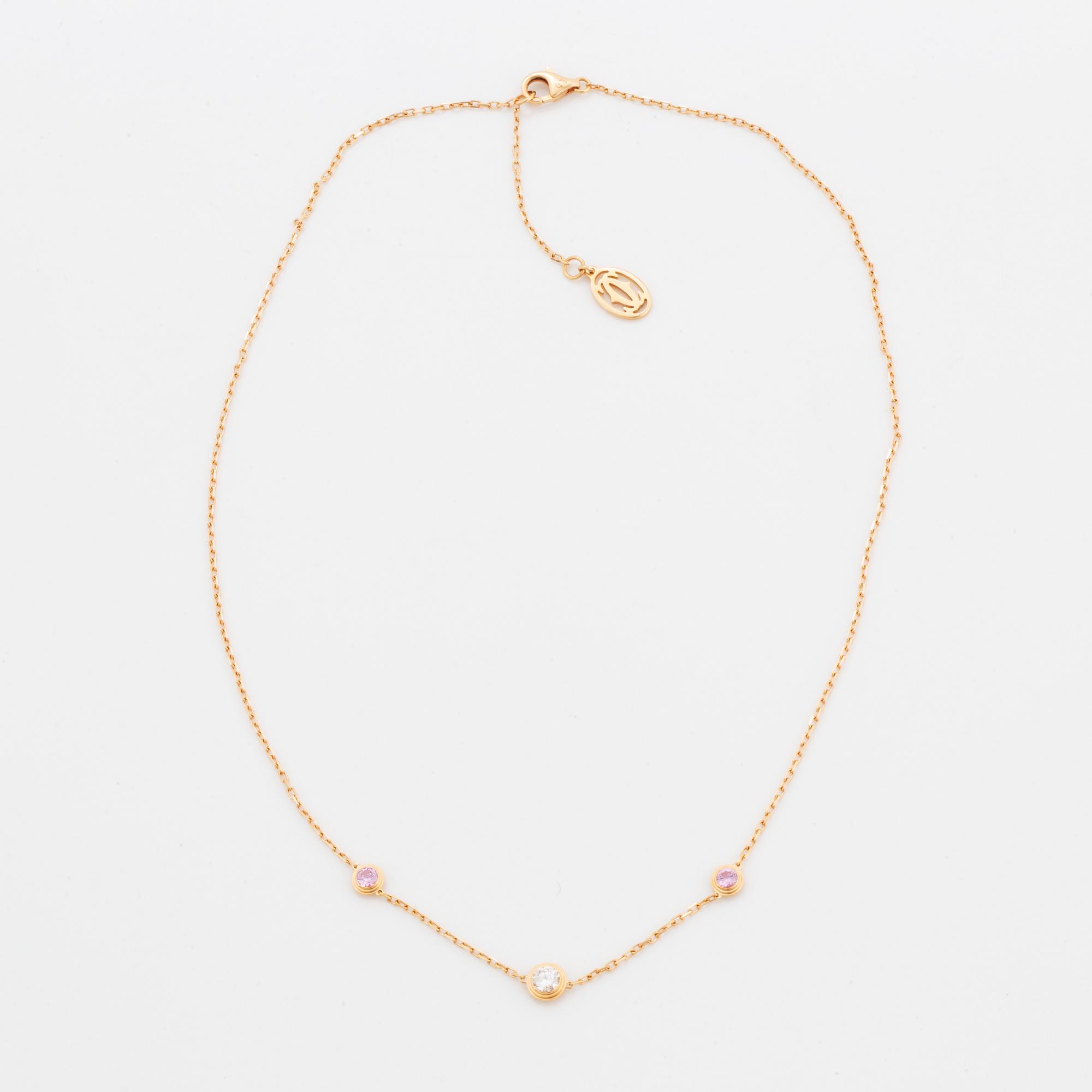 Cartier, collier med diamant och rosa safir.