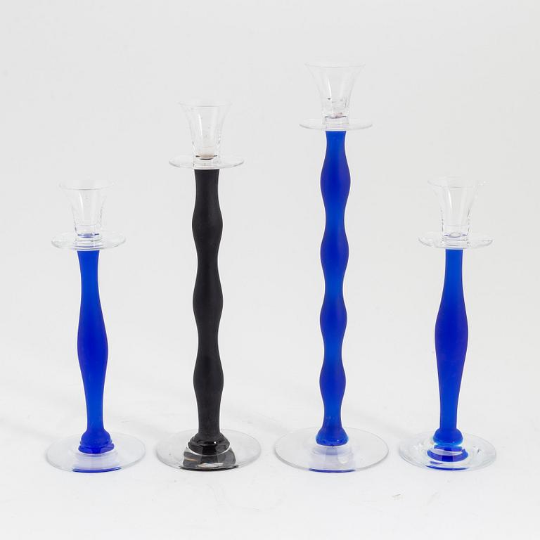 Anne Nilsson, a set of four 'Celeste' glass candlesticks, Orrefors.