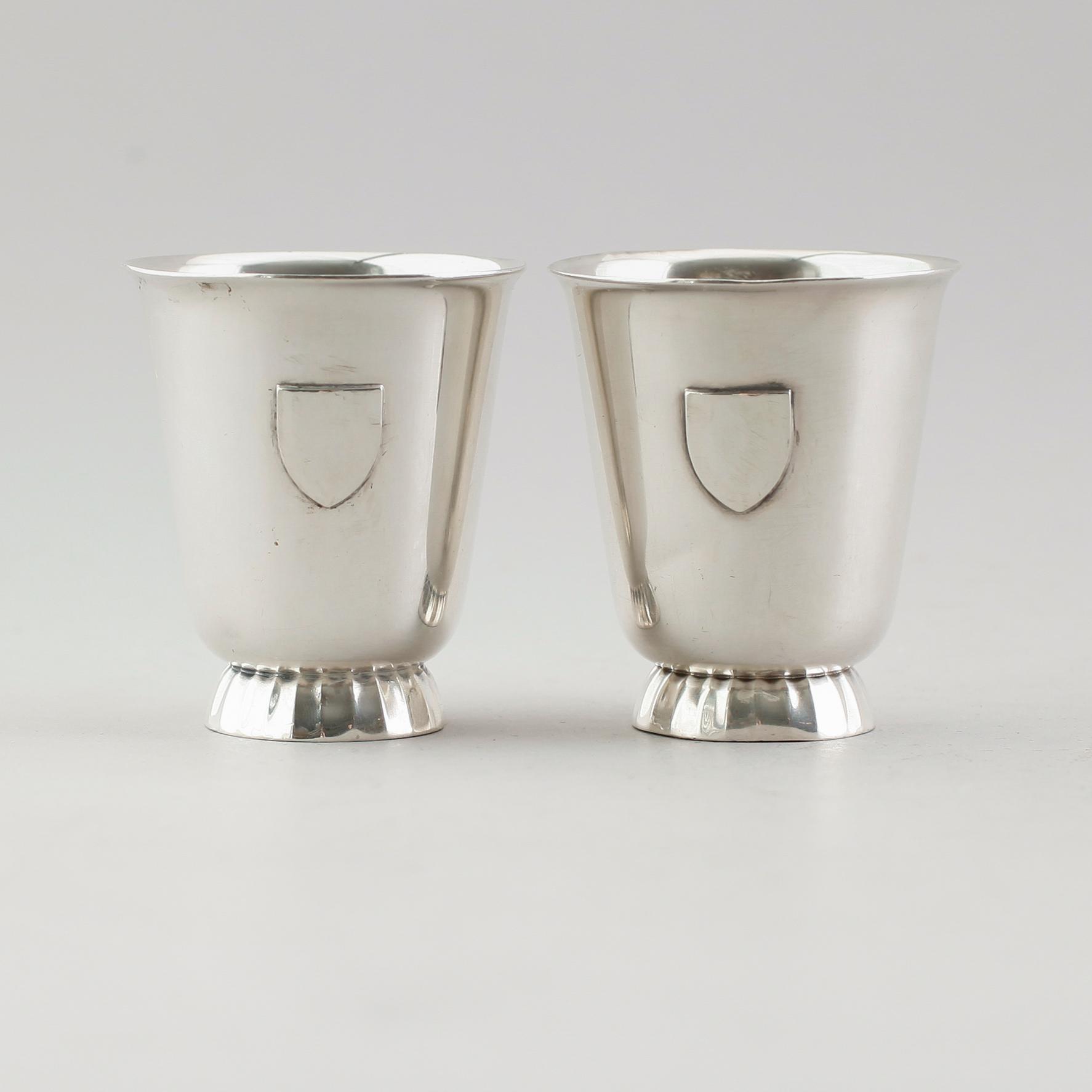 BÄGARE, 1 par, sterling silver, Sigvard Bernadotte, Georg Jensen, Köpenhamn, 1945-1977. Vikt ca 102 g.