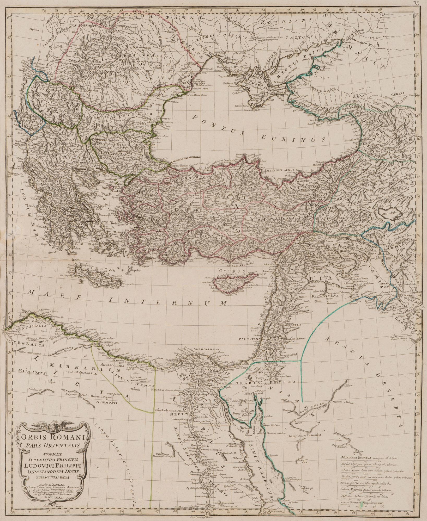 KARTA, Orbis Romani Pars Orientalis 1782, kopparstick, J.B.B. D'Anville.