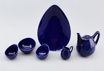 SERVISPORSLIN, 6 delar, "Blå eld", Hertha Bengtsson, Rörstrand.