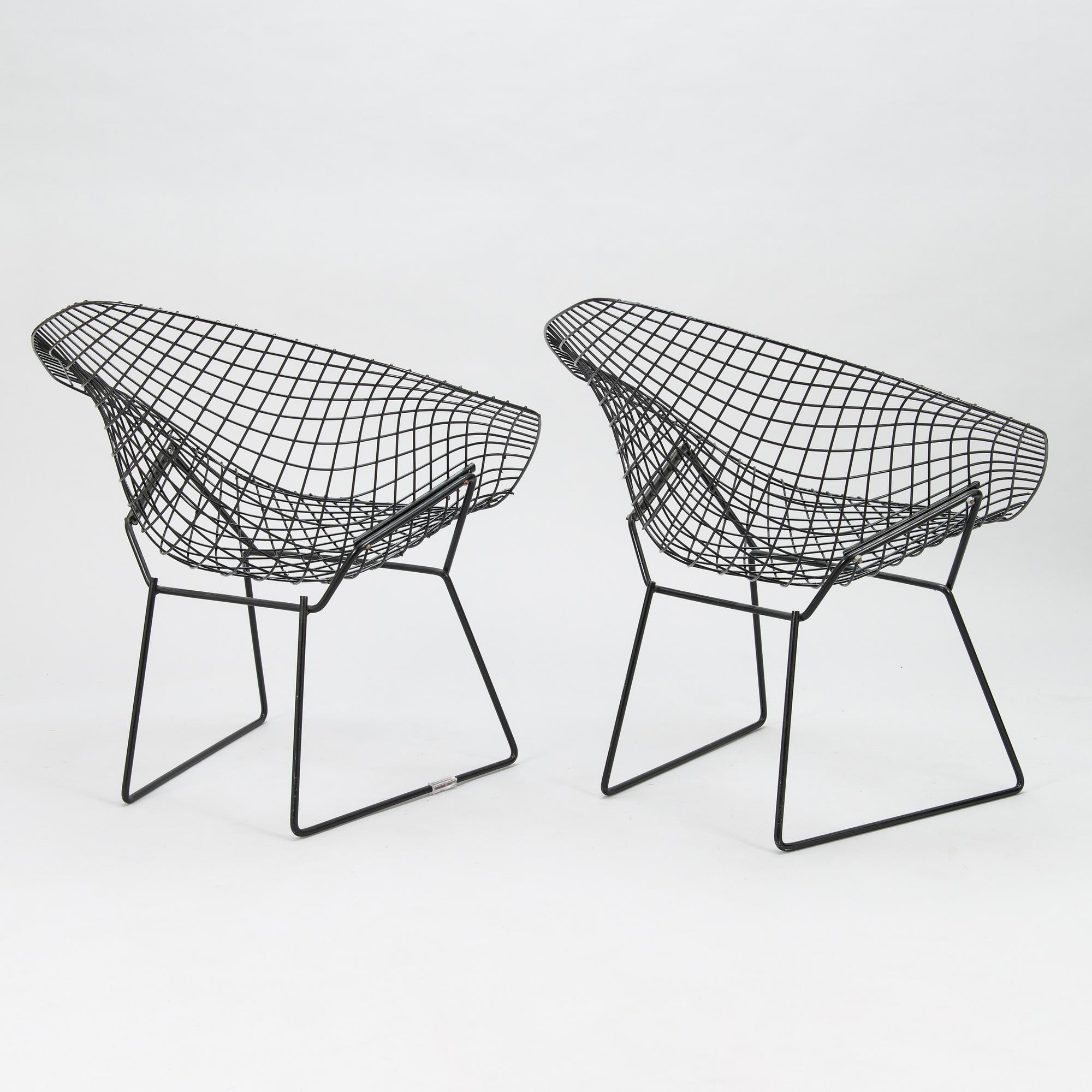 HARRY BERTOIA, fåtöljer ett par, "Diamond chair", 1900-talets senare hälft.