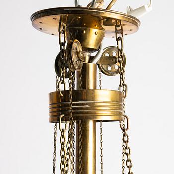 A Jugend brss ceiling lamp, ealry 20th century.