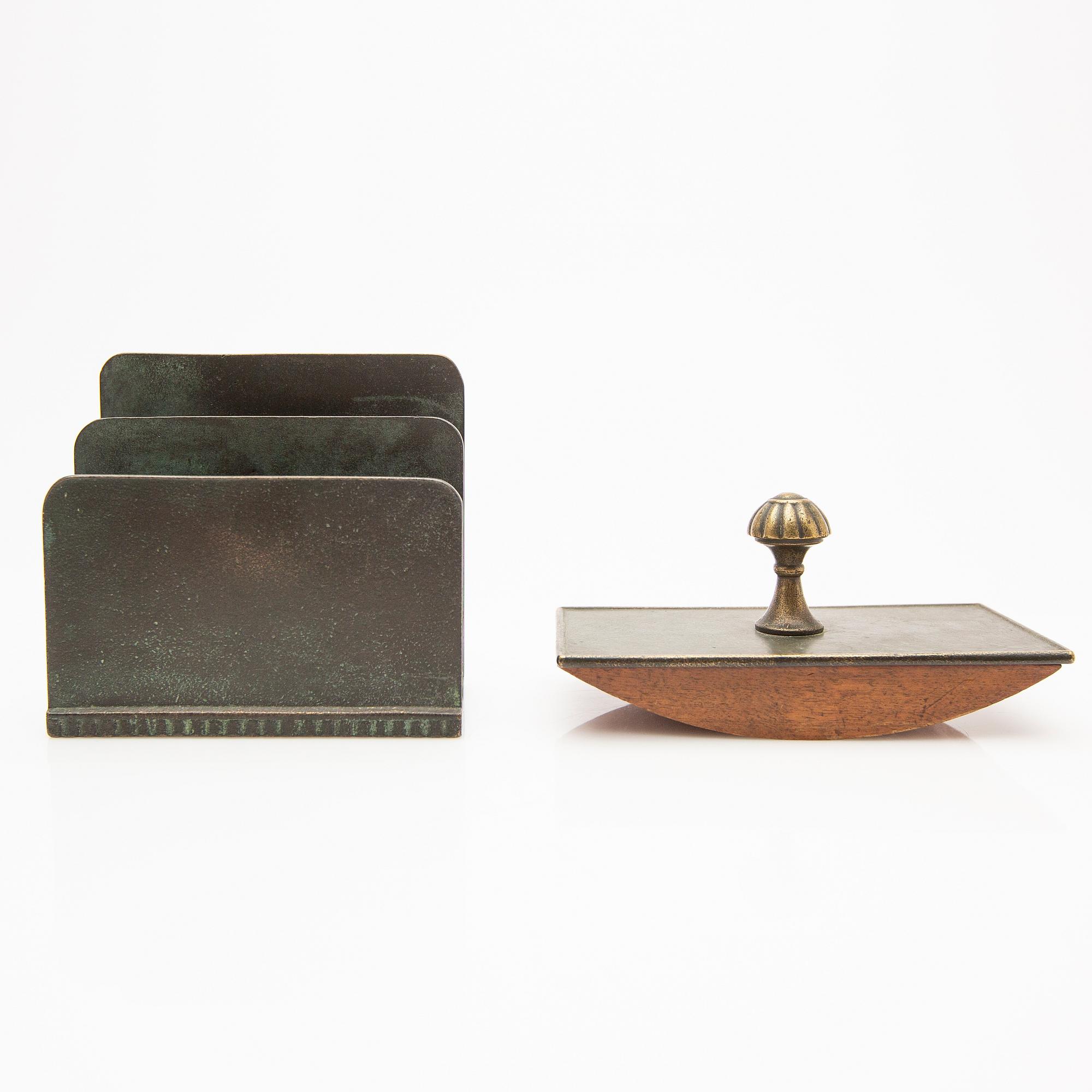 Ystad Bronze, desk set, 5 pieces, 20th century.